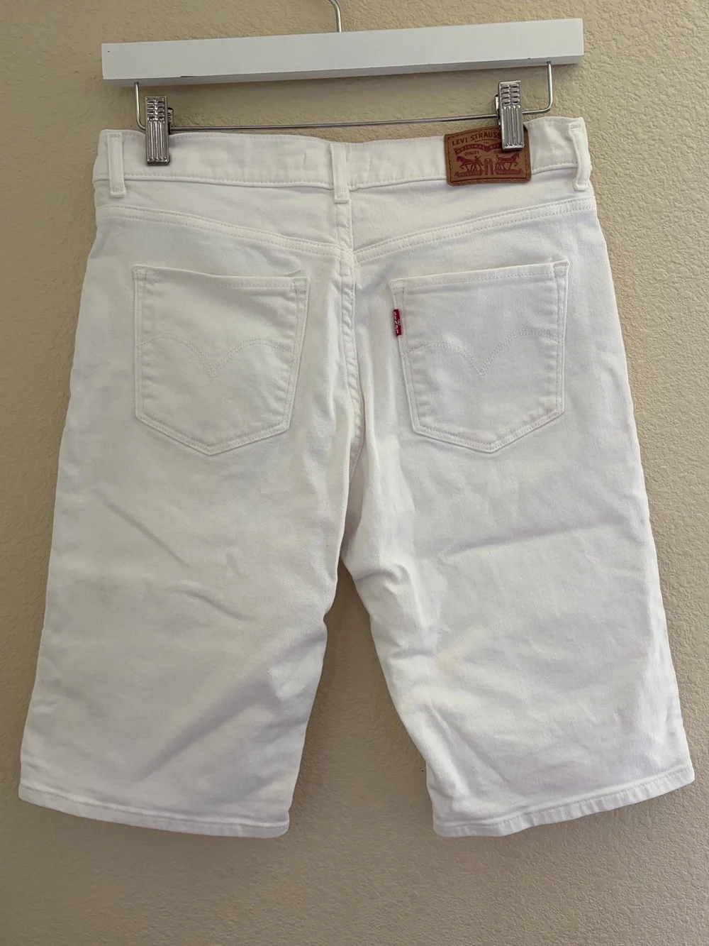 Levi's White Denim Bermuda Shorts